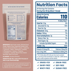 NativePath beef protein powder scoop beside label highlighting 20g protein per serving