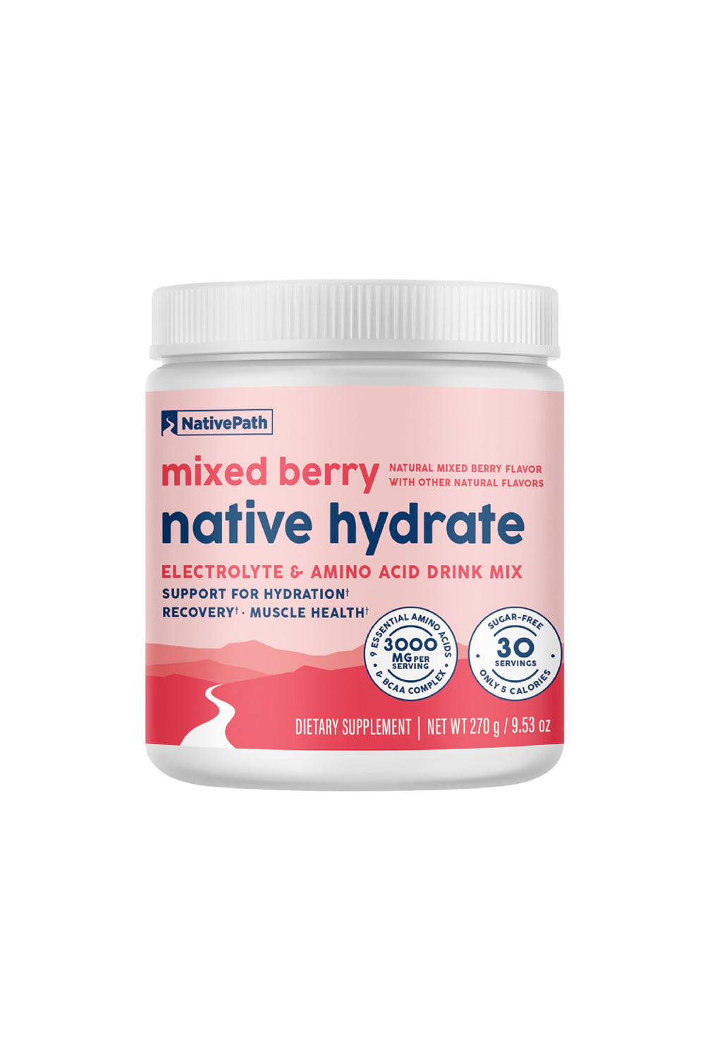NativePath Native Hydrate bottle with mixed berry flavor for on-the-go hydration.