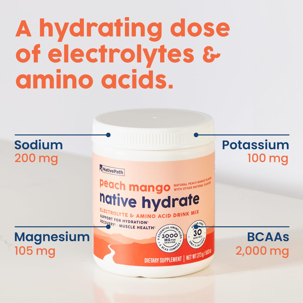 NativePath Native Hydrate scoop mixing into water for zero-calorie taste.