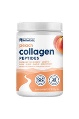 NativePath Peach Collagen bottle showing grass-fed sourcing and clean label benefits.