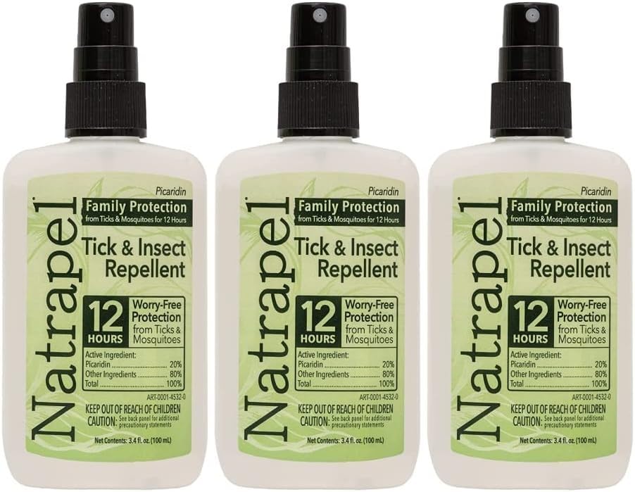 Natrapel 3-pack bottle front showing travel-ready design for outdoor protection.