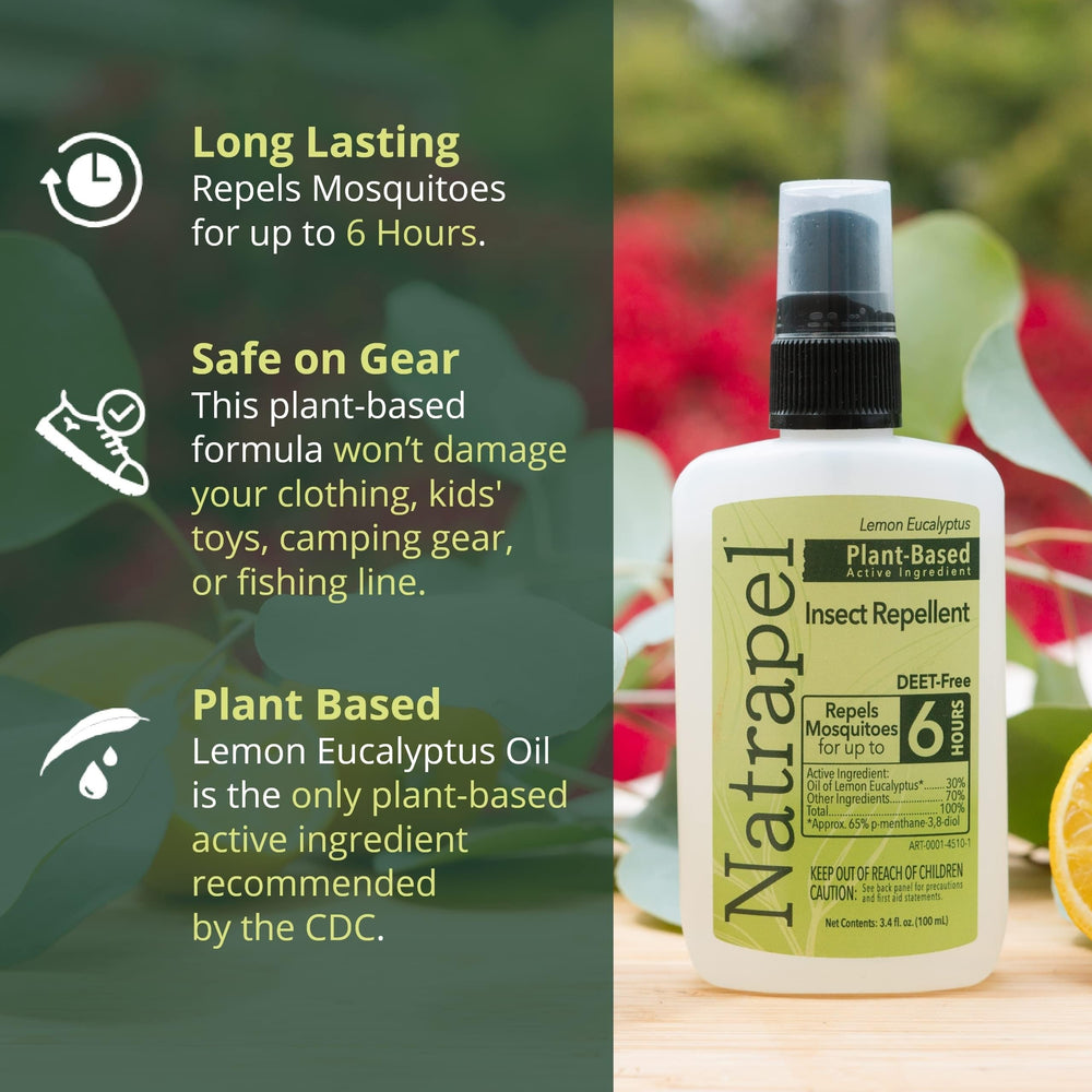 Natrapel Lemon Eucalyptus Pump packaging image showcasing travel-ready protection.