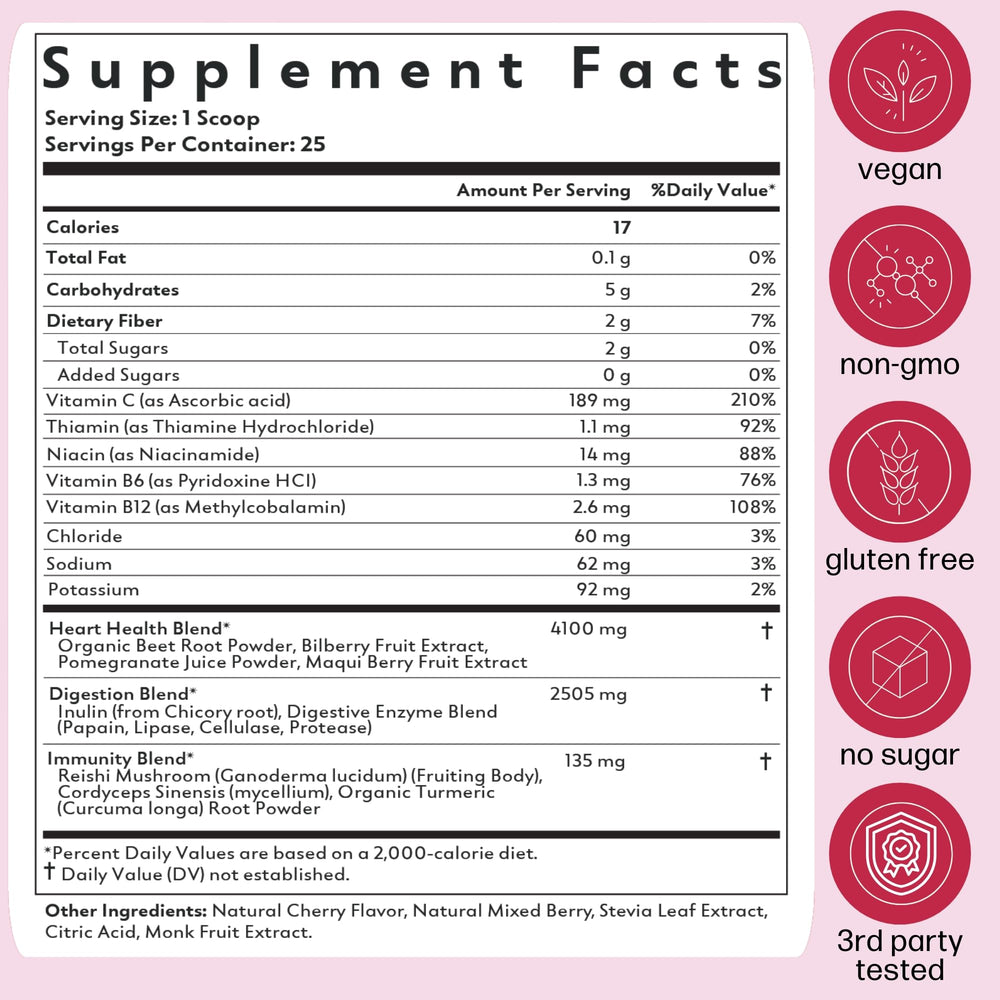 Natrava Beets+ nutrition facts highlight vitamins supporting overall wellness.