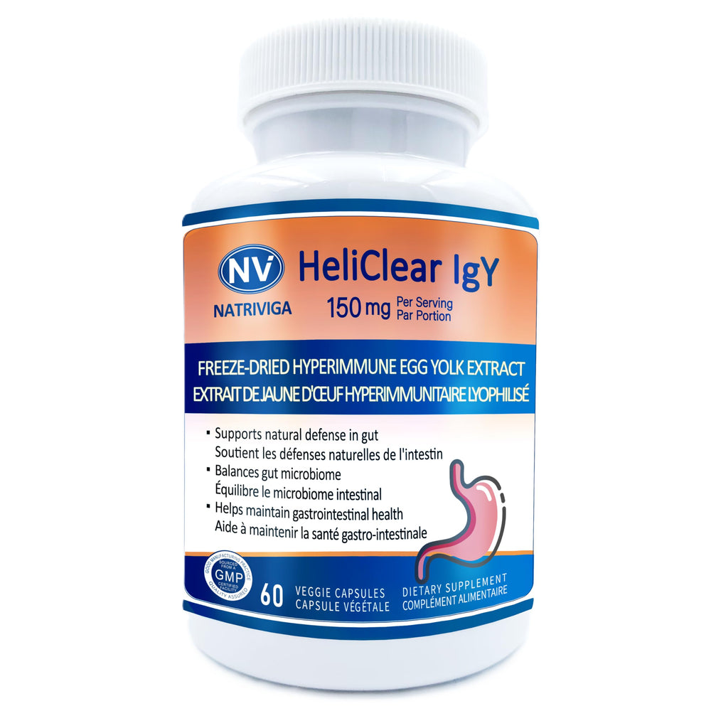 NATRIVIGA Heliclear IgY capsules for daily immune support.
