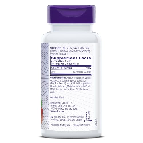 Biotin supports energy metabolism in Natrol Beauty Biotin.