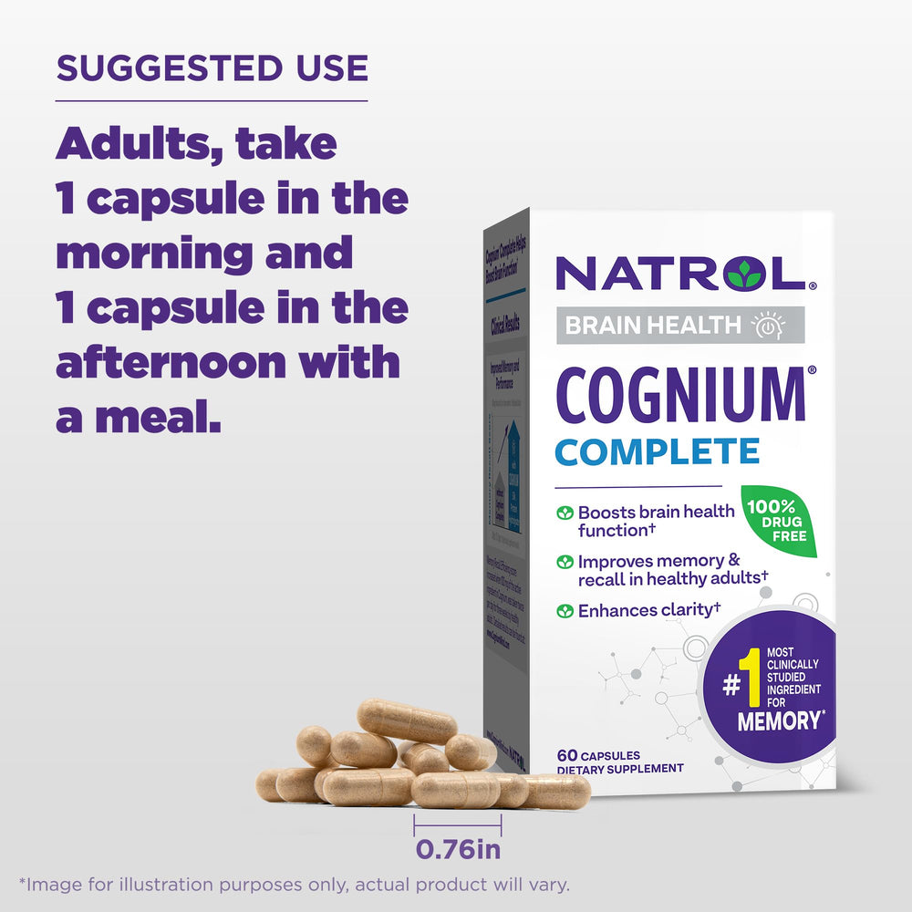Morning routine scene with Natrol Cognium Complete beside a glass of water