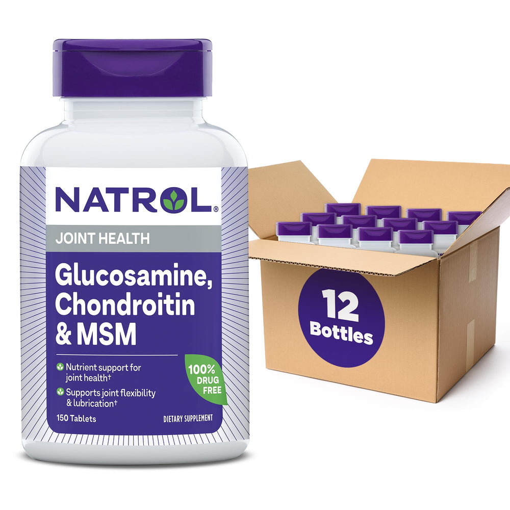 Natrol glucosamine chondroitin MSM tablets bottle front for daily joint support