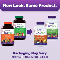 Natrol JuiceFestiv daily-fruit capsules close-up for convenient nutrition.