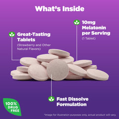 Natrol melatonin dissolves in the mouth without water for bedtime ease.