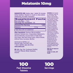 Natrol melatonin tablets chewed or dissolved without water before bed.