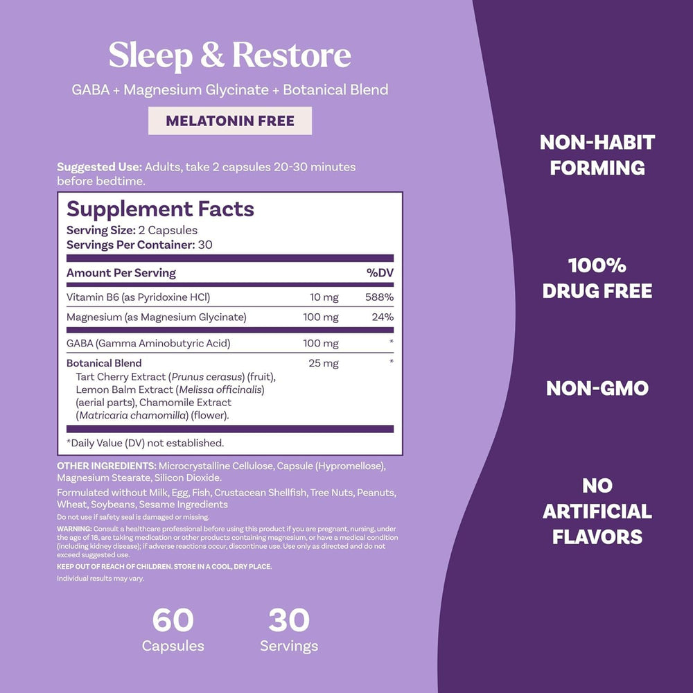 Natrol vegetarian capsules highlight drug-free formulation for sleep.