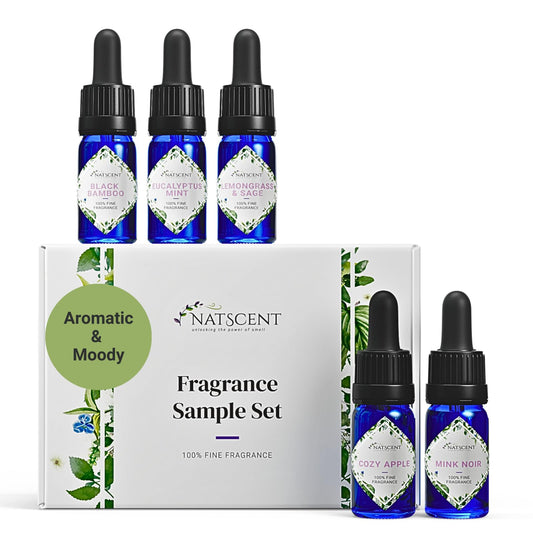 Natscent Black Bamboo bottle close-up, premium hotel-inspired fragrance for diffusers