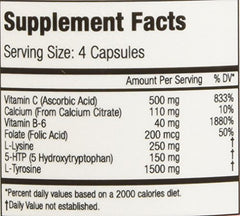 Nattura 5-HTP Supreme vitamin blend chart emphasizes nutrients
