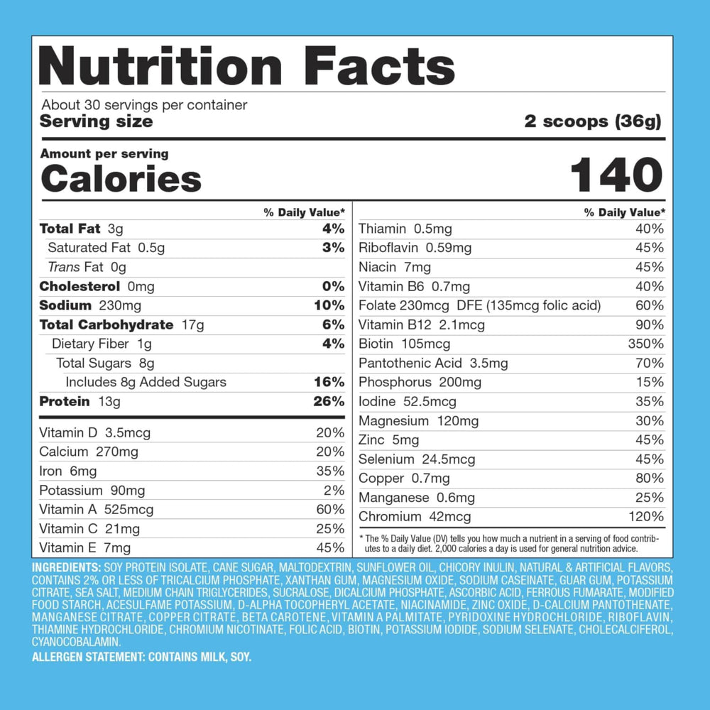 Naturade Total Soy vanilla shake demonstrates quick, convenient meal replacement.