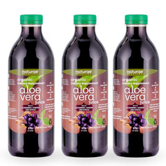 Naturae Healthy Aloe Vera Juice bottle with elderberry for natural digestive support.