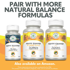 Bottle with 60 servings suggests a daily ritual with Happy Camper.