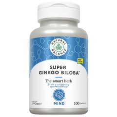 Natural Balance Super Ginkgo Biloba Plus bottle on desk signaling focus support for daily tasks