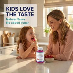 Natural BioScience Calm Kids Gummies serving image suggesting easy daily dose for healthy growth