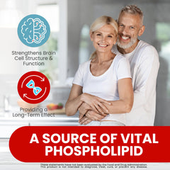Natural BioScience PS100 label emphasizing soy-free, non-GMO formulation for mental clarity.