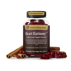Natural Cardiology Institute Heart Harmony bottle with berberine cinnamon blend for metabolism support.