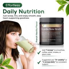 Natural Cardiology Institute Cardio Bone Broth Vanilla mix for coffee and energy.