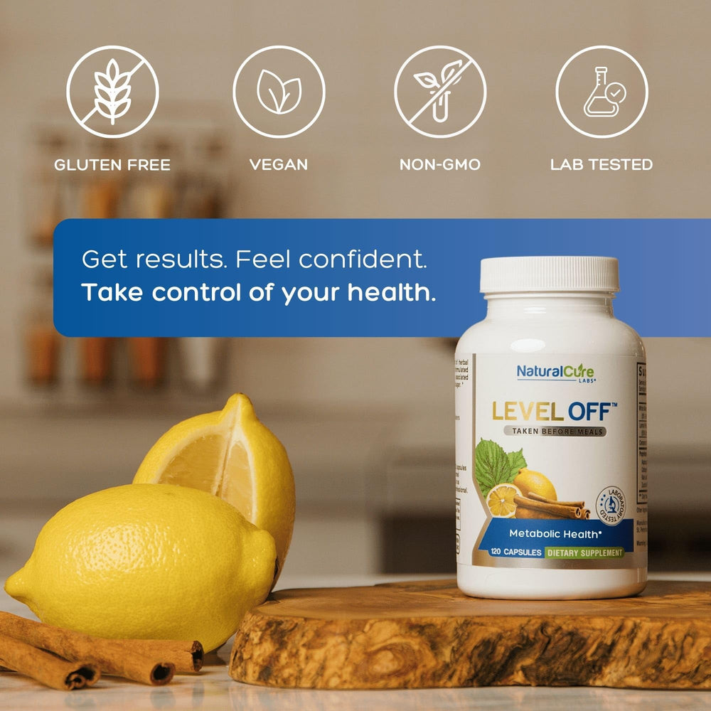 Natural Cure Labs Level Off loquat leaf extract closeup highlights potency in the formula