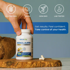 Natural Cure Labs monolaurin 600mg label with clear ingredients and clean label