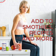 Natural Energy Vital Procollagen being mixed in water for quick absorption and digestion.