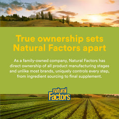 Natural Factors family-owned brand story board underscores direct manufacturing control.