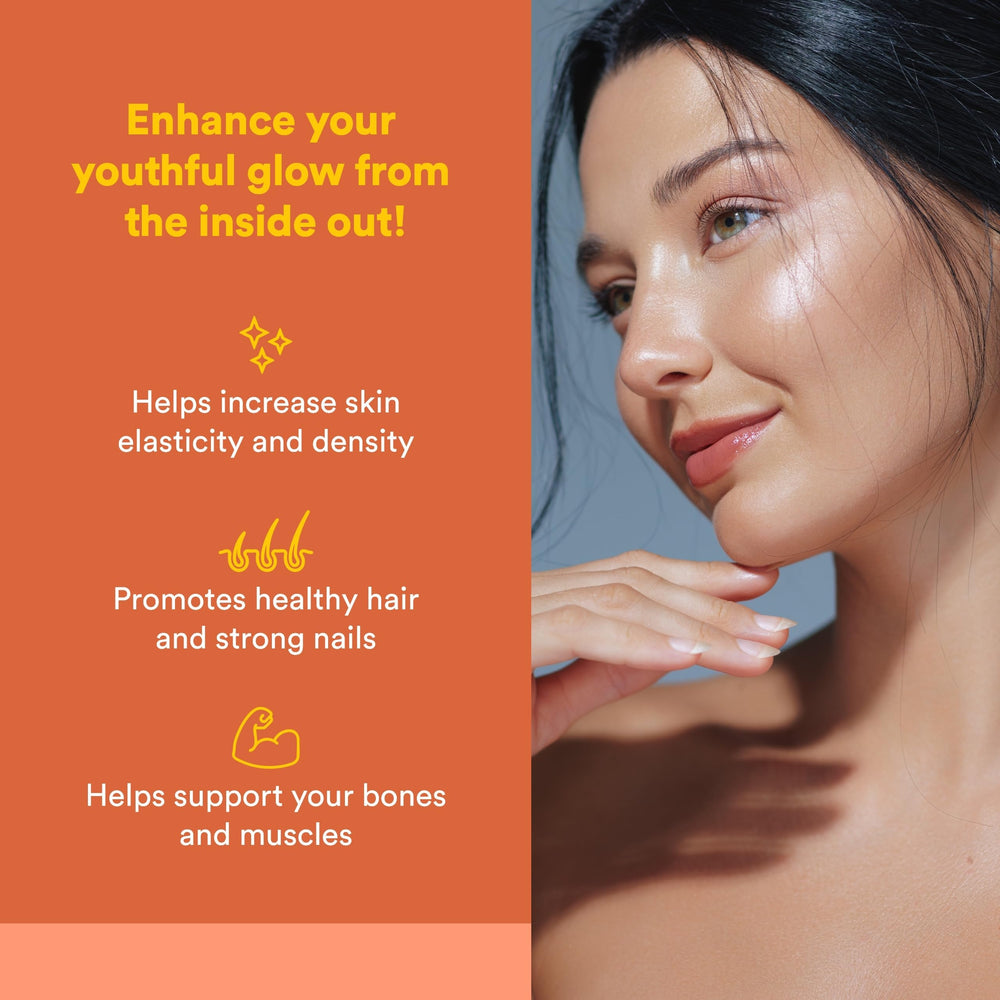 Natural Factors Total Body Multi Collagen being poured into a glass for easy daily collagen intake.