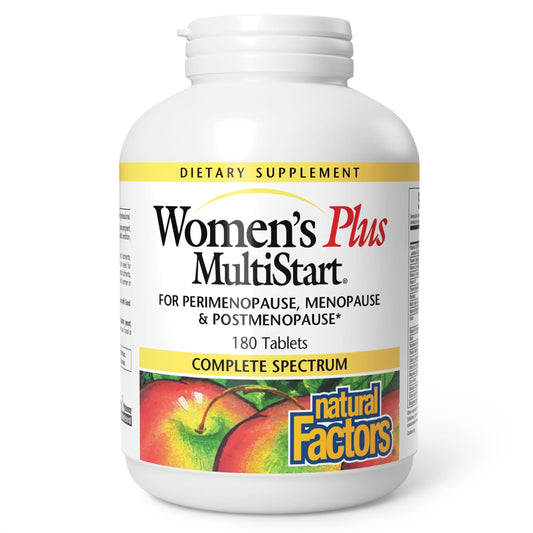 Natural Factors Women's Plus MultiStart bottle front showing menopause support nutrients