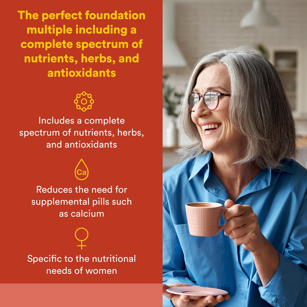 Natural Factors Women's Plus MultiStart bottle label lists ingredients and daily dosage details