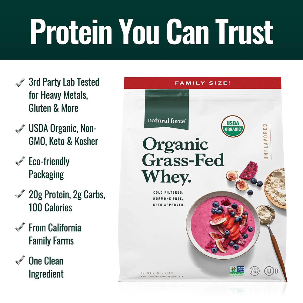 Eco-friendly BPA-free recyclable pouch packaging for Natural Force whey