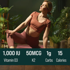 Natural Force D3 + K2 orange-cream label highlighting third-party testing