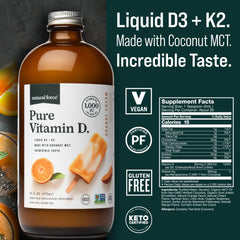 Natural Force D3 + K2 orange-cream pour with coconut MCT base for smooth mixing