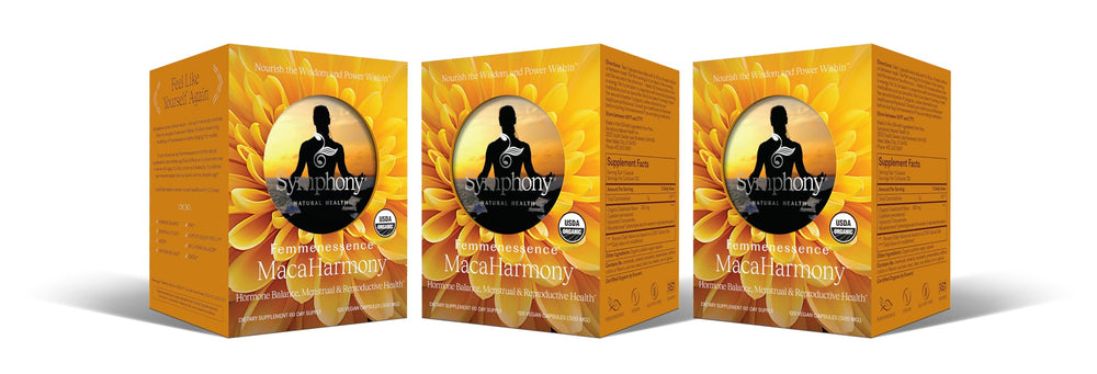 Femmenessence MacaHarmony bottle front supports daily hormonal balance naturally.