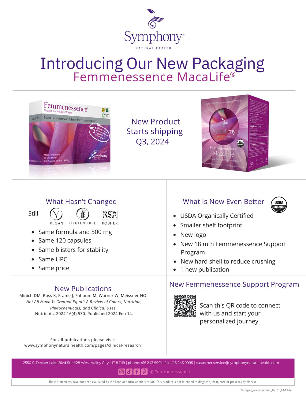 Natural Health International Femmenessence MacaLife box highlights sustainable packaging and hormone support potential