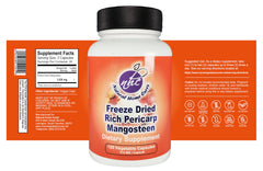Natural Home Cures Mangosteen Pericarp Capsules spilled capsules show the easy-to-swallow veggie format