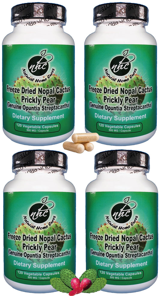 Natural Home Cures Nopal capsules bottle front for convenient fiber support.