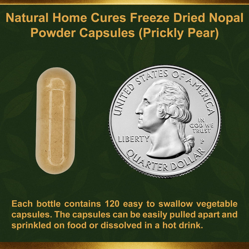 Natural Home Cures Nopal capsules with non-GMO seal trusted.