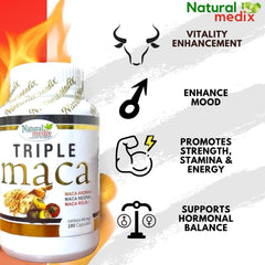 Natural Medix Premium Triple Maca red maca root supporting endurance during workouts.