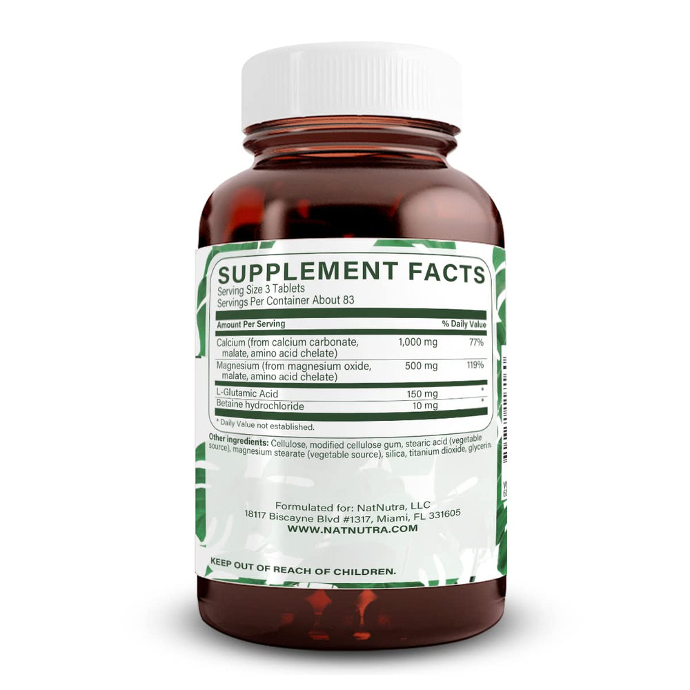 Natural Nutra chelated calcium magnesium tablets for convenient bone and nerve health support.