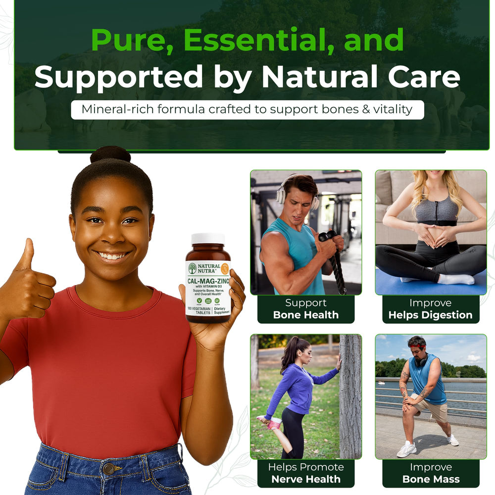 Natural Nutra CMZ capsules shown as easy-to-swallow daily supplement.