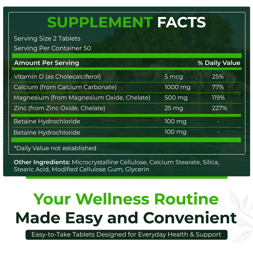 Natural Nutra CMZ label closeup highlights vitamin D3 and mineral balance