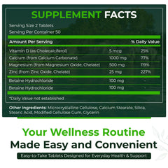 Natural Nutra CMZ label closeup highlights vitamin D3 and mineral balance