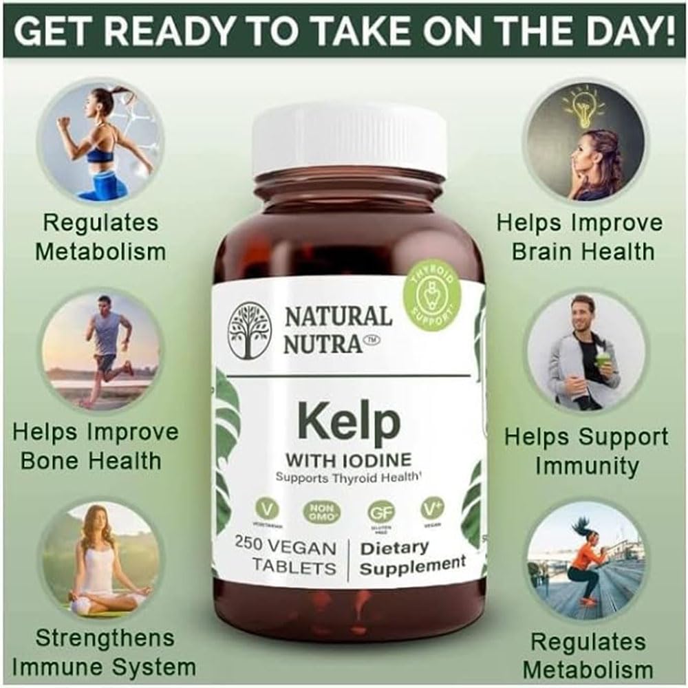 Natural Nutra Kelp Iodine ingredients panel confirms vegan, non-GMO formula