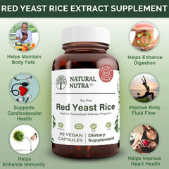 Natural Nutra Red Yeast Rice label showing transparent ingredients and quality