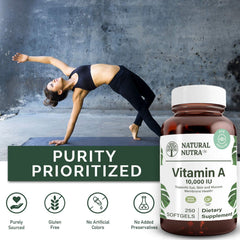 Natural Nutra Vitamin A eye health illustration signals vision support.