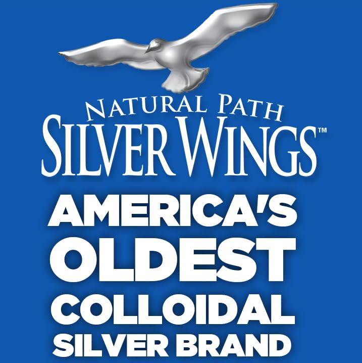 Natural Path Silver Wings purity claim with deionized water and fine particles.