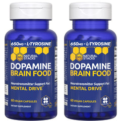 NATURAL STACKS Dopamine Brain Food bottle front supports focus and mental energy.